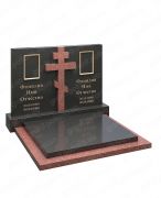 Двойной памятник с красным и черным гранитом