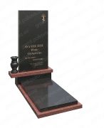 Одинарный памятник с черного и красаного гранита
